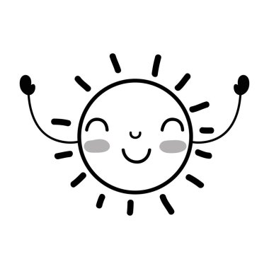 satır güzellik kawaii ve mutlu güneş tasarlamak vektör