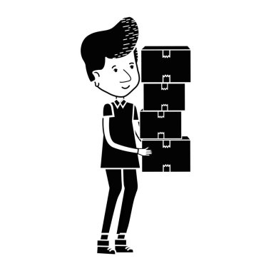 kontur teslimatçı paketleri kutusu dağıtım, vektör çizim ile