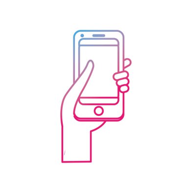 çizgi teknoloji smartphone içinde el vektör çizim