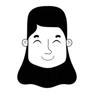 kontur kadın yüz saç modeli ve ifade vektör çizim ile