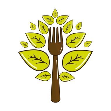 çatal mutfak aracı yaprakları, vektör çizim tasarım ile