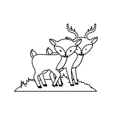 noktalı şekil sevimli geyik hayvan çift birlikte vektör çizim