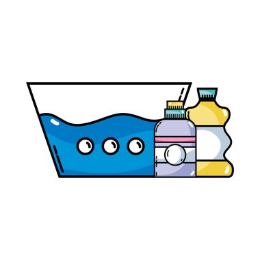 su kova deterjan sıvı ve cleach şişe vektör çizim ile