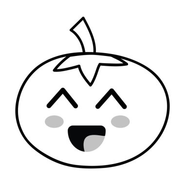 satır kawaii şirin mutlu Domates sebze, vektör çizim