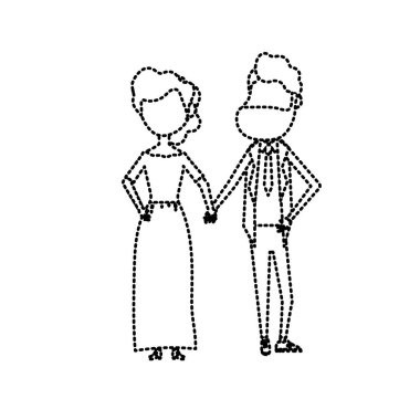 birlikte şekil mutlu çift noktalı ve romantik kutlama illüstrasyon vektör