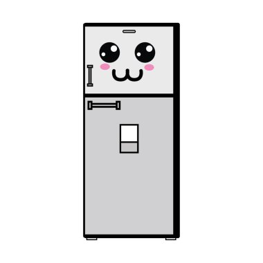 Kawaii şirin mutlu mutfak gereçler vektör çizim