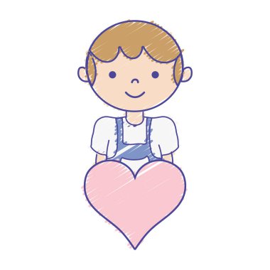 çocuk saç modeli ve kalp simge vektör çizim ile