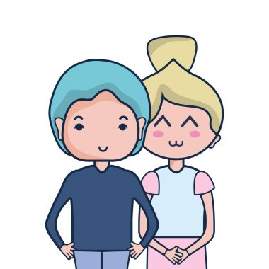 Güzellik çift ile birlikte saç modeli tasarım illüstrasyon vektör