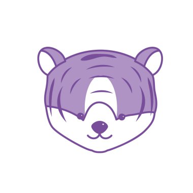 kontur sevimli kaplan vahşi hayvan vektör çizim kafa