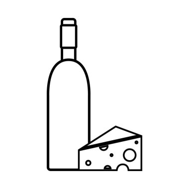 lezzetli peynir, vektör çizim tasarım ile şekil şarap şişe