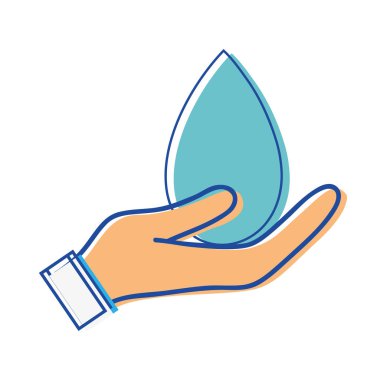 Su damla sembol çevre bakım el vektör çizim için