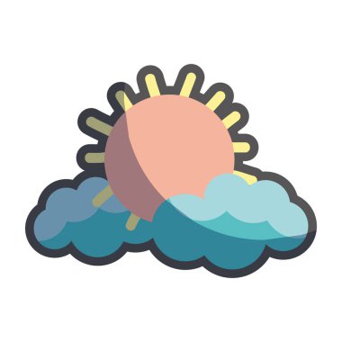 güzel güneş ve bulut hava, vektör çizim tasarım