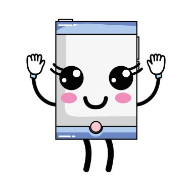 Kawaii şirin mutlu smartphone teknoloji vektör çizim