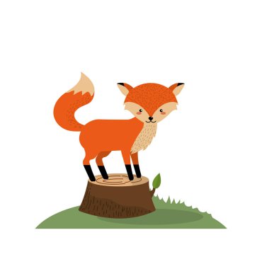 şirin fox hayvan Havaalanı ahşap ağaç vektör çizim