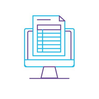 çizgi bilgisayar belge bilgi ve iş stratejisi vektör çizim