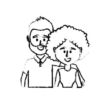 Şekil çift ile birlikte rahat kıyafetler vektör çizim tasarım