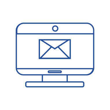 siluet bilgisayar teknolojisi ile e-posta iletisi bilgi vektör çizim