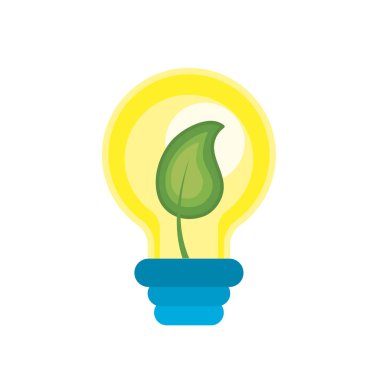 ampul için ekolojik sembolü vektör çizim içinde yaprak ile