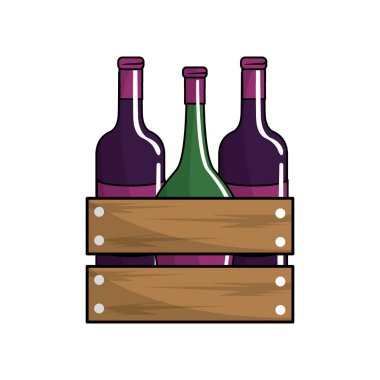 şarap şişelerini tat içecek, vektör çizim tasarım