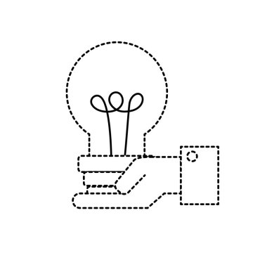palm el vektör çizim ampul fikir ile noktalı şekil işadamı