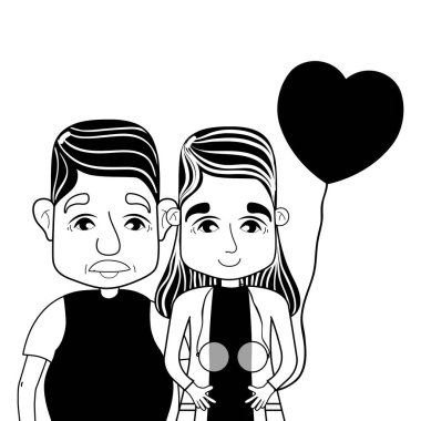 gözlük ve saç modeli ile kontur coupe yaşlılar illüstrasyon vektör