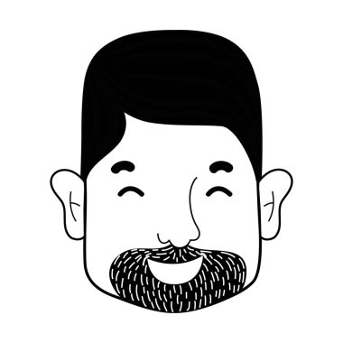 kontur adam yüz saç ve sakal vektör çizim ile