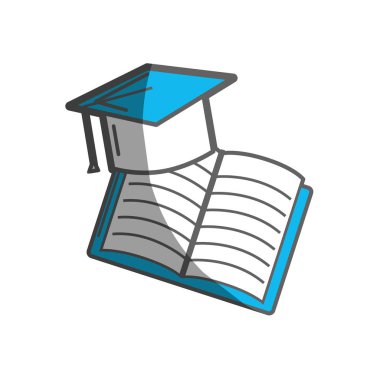 şapka mezuniyet açık defter çalışma, vektör çizim ile