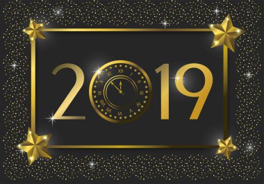 mutlu yıllar 2019 amblemi yıldız vektör çizim ile