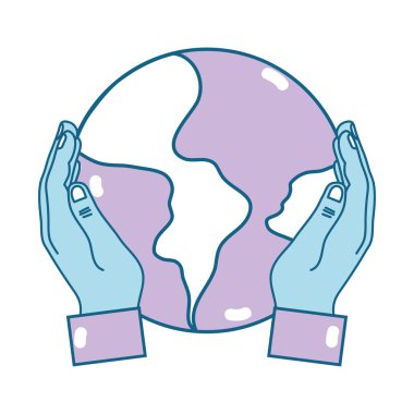 küresel dünya gezegen ve Coğrafya ubication vektör çizim ile el