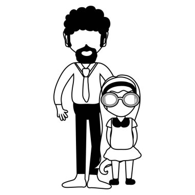 Baba ve kızı beyaz arka plan, vektör çizim üzerinde