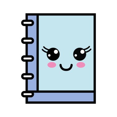 Kawaii şirin mutlu defter araç vektör çizim