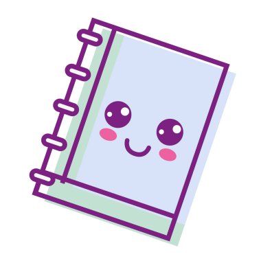 Kawaii şirin mutlu defter araç vektör çizim