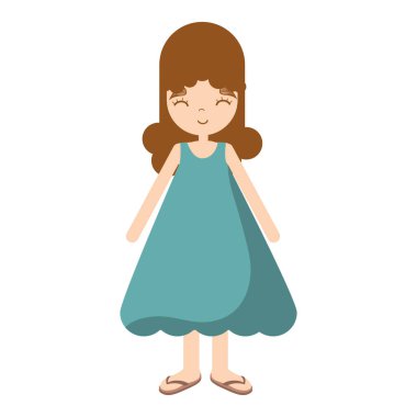 elbise, vektör çizim tasarım ile mutlu güzel kız