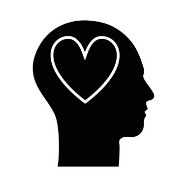kontur siluet kafa kalp içinde vektör çizim ile