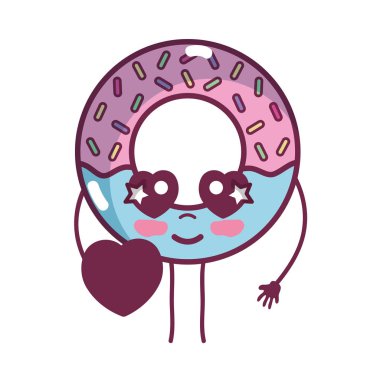 Kawaii sevimli yumuşak poğaça tatlı vektör çizim