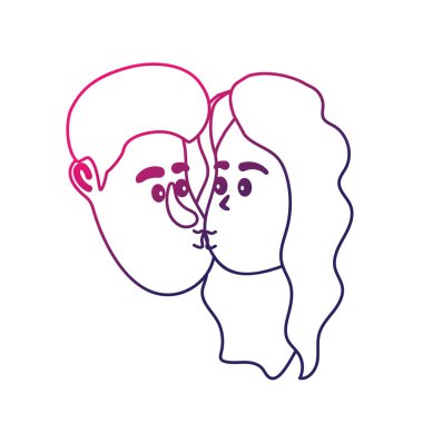 Avatar çift yüz saç modeli tasarım vektör çizim ile öpüşme satır