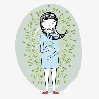 kadın anne gözleri kapalı, vektör çizim tasarım