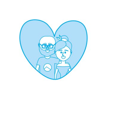 siluet çift kalp tasarımı içinde birlikte illüstrasyon vektör