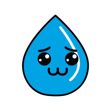 Kawaii güzel utangaç damla su, vektör çizim tasarım