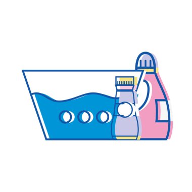 su kova deterjan sıvı ve yumuşatıcı şişe vektör çizim ile