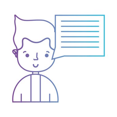 çizgi adam saç modeli ve sohbet kabarcık metin vektör çizim ile