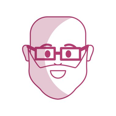 siluet kafa adam sakal ve gözlük karşısında, vektör çizim