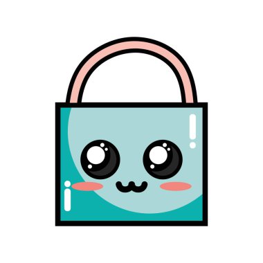 Kawaii şirin ihale asma kilit öğesi vektör çizim