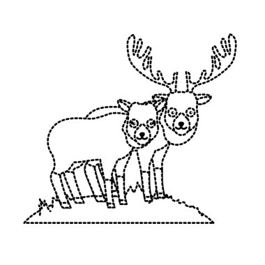 noktalı şekil sevimli geyik hayvan çift birlikte vektör çizim