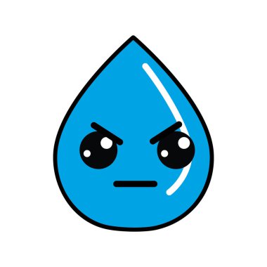 Kawaii güzel kızgın damla su, vektör çizim tasarım