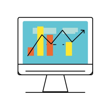 bilgisayar teknolojisi istatistikleri diyagramı vektör çizim bar ile