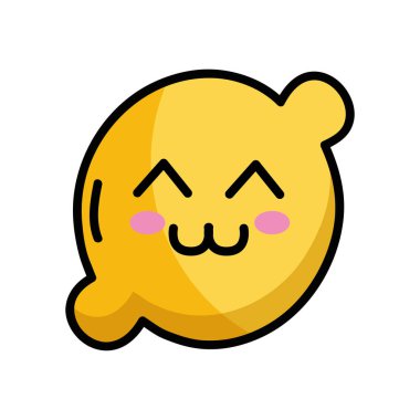 Kawaii şirin mutlu limon meyve, vektör çizim