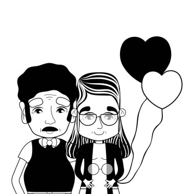 gözlük ve saç modeli ile kontur coupe yaşlılar illüstrasyon vektör