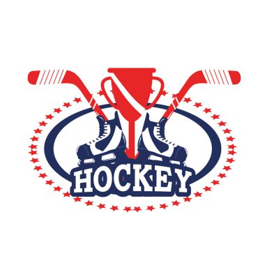hokey ile etiket kaymaktadır ve ekipman vektör çizim sopa