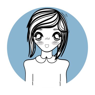 Anime güzel sürpriz kadın, vektör çizim tasarım